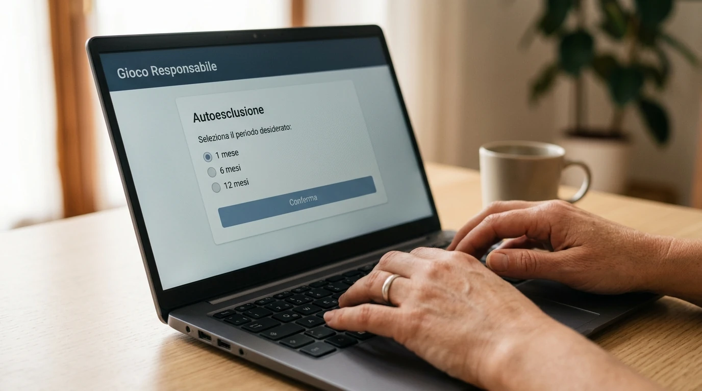 Persona attiva l'autoesclusione nelle impostazioni del proprio conto di gioco
