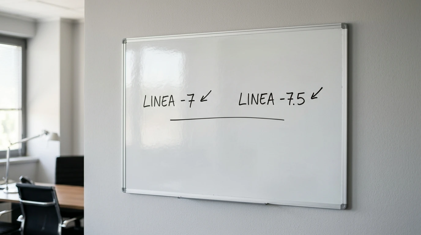 Lavagna bianca con due linee handicap a confronto: linea intera e linea a mezzo punto