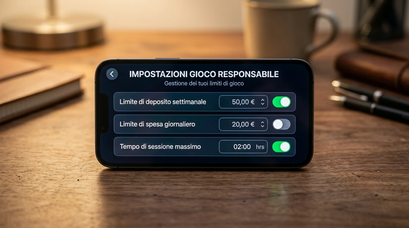 Schermata di impostazioni di un bookmaker con i limiti di deposito personalizzabili
