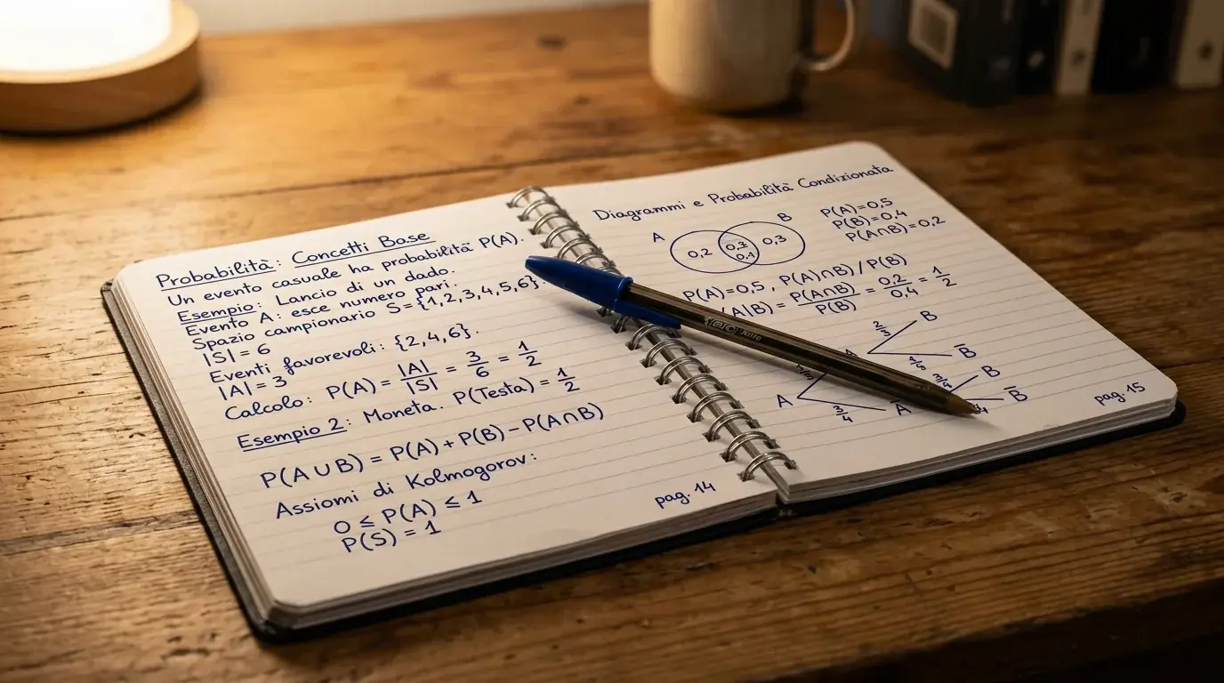 Quaderno aperto con calcoli a mano sulla probabilità implicita di una scommessa rugby