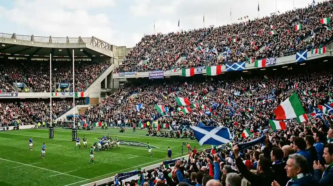 Stadio Olimpico di Roma gremito durante una partita del Sei Nazioni